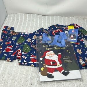 Books To bed long Sleeve pajamas Kid’s Size 4 Night Before Christmas Print